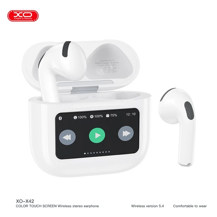 Écouteurs noirs Tws avec écran tactile intelligent XO Dwots Touch